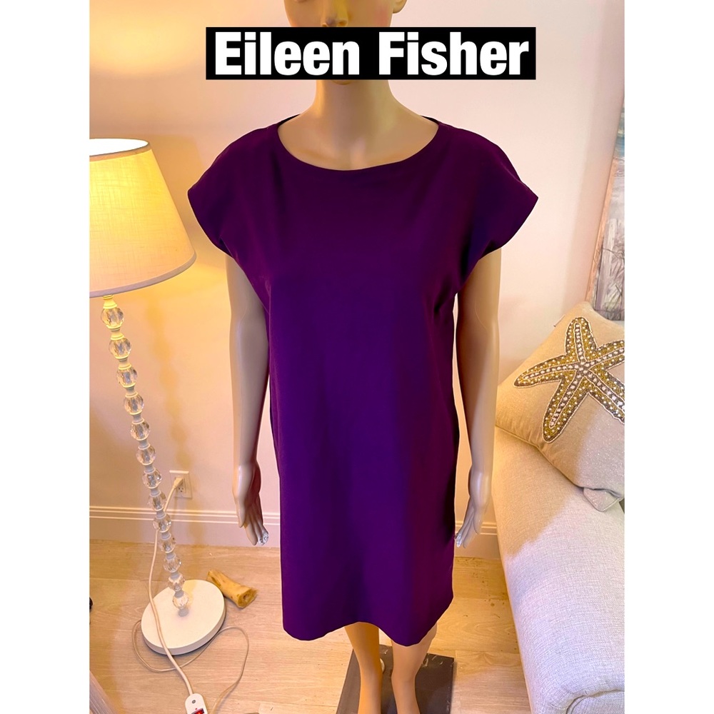 Eileen Fisher, plum Purple‎ Knit Sleeveless Dress Sz SP New